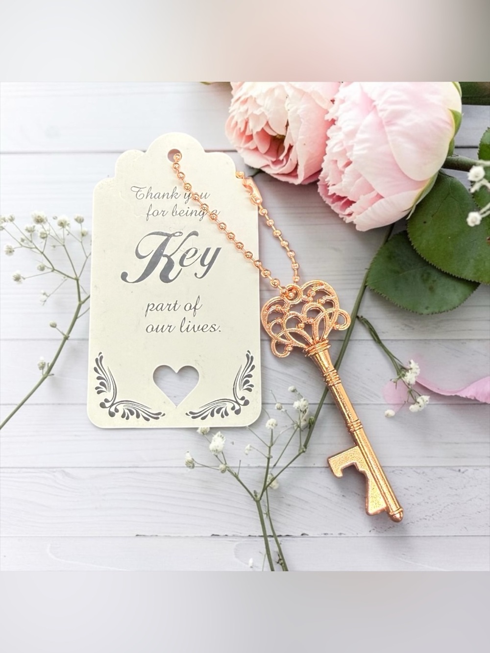 🏷️‼️5/$25🏷️‼️🗝️Ornate Rose Gold Skeleton Key Bottle Opener/NIP🗝️